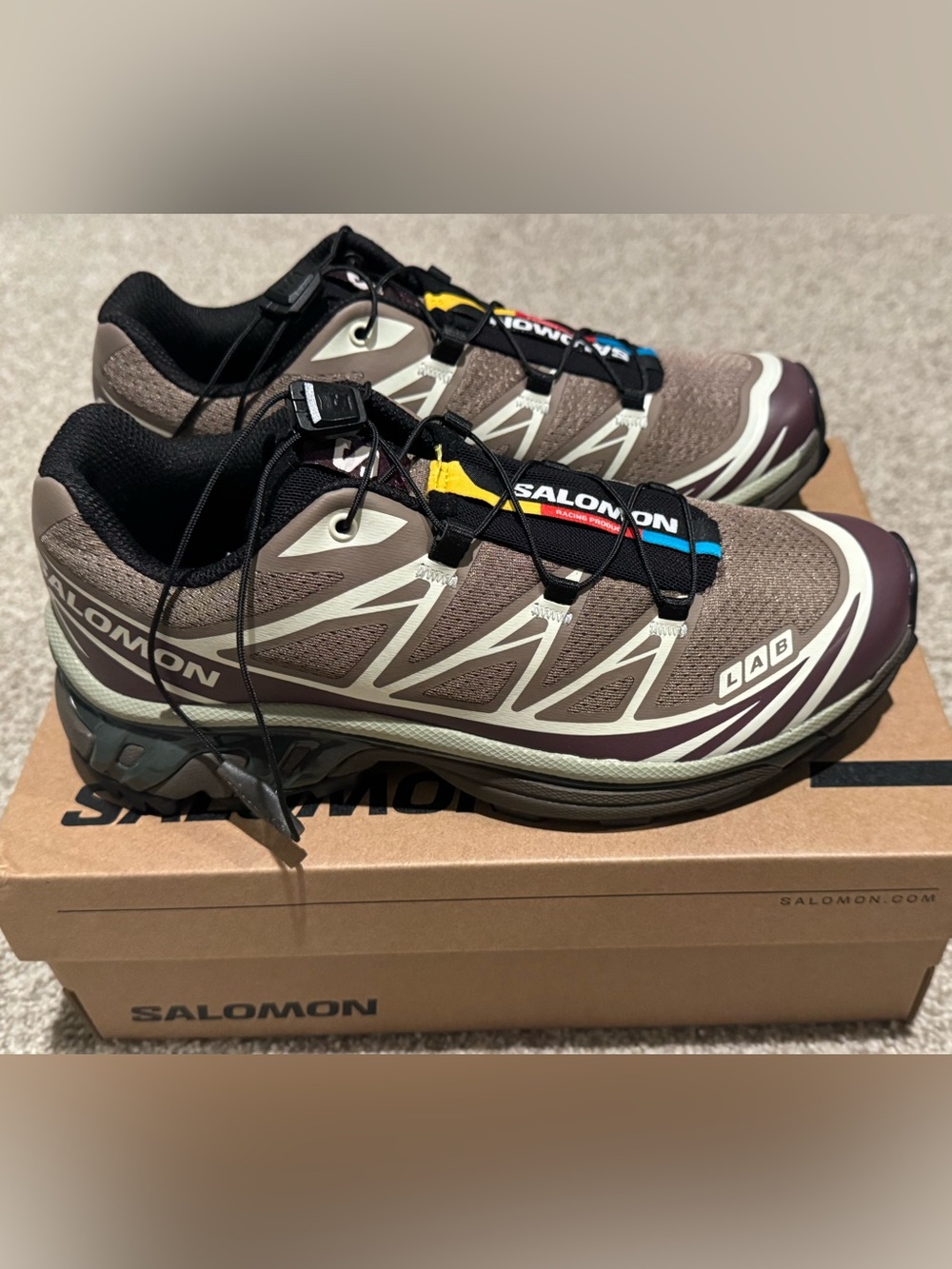 New Salomon XT-6 Women 6.5 in Walnut/Huckleberry/Urban Chic